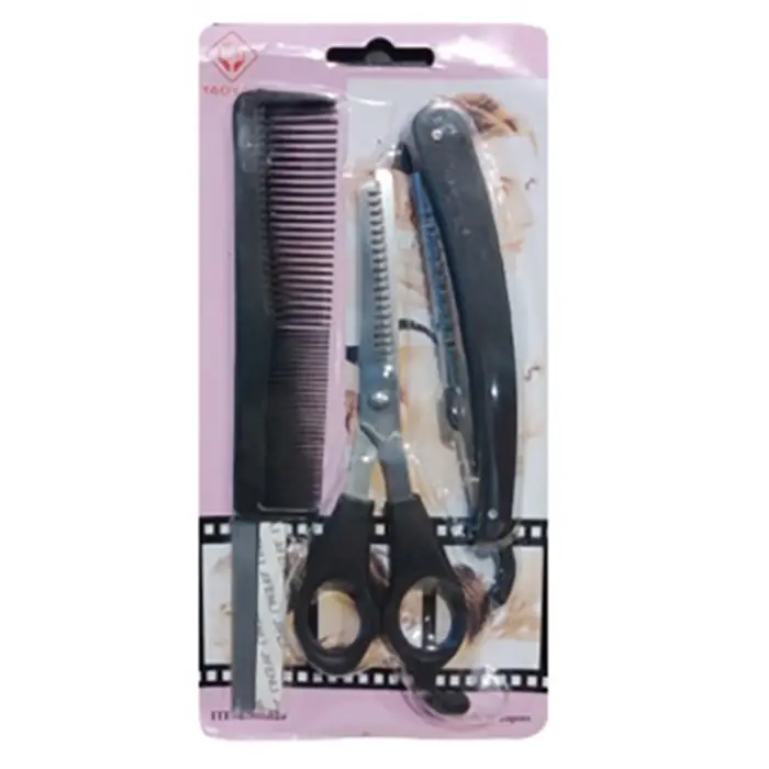 Alat Cukur Sasak Rambut Set 3 In 1 Gunting Zigzag Pisau Cukur Sisir