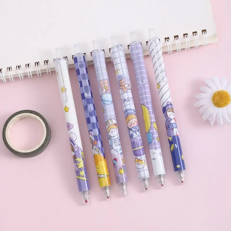 Set Pulpen Ballpoint Gel Mekanik Lucu Karakter Isi 6 Pcs