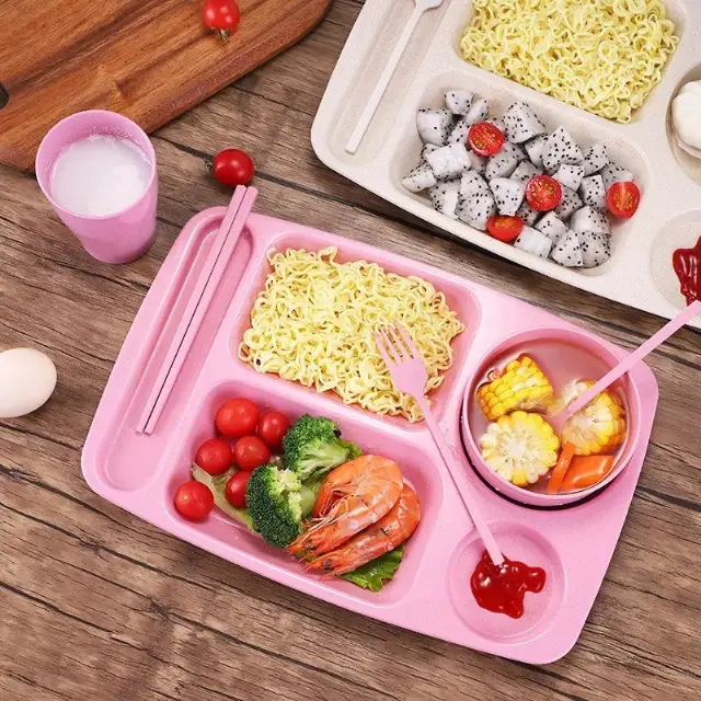 Piring Makan Anak 5 Sekat Bpa Free Amah Lingkungan Bahan Jerami