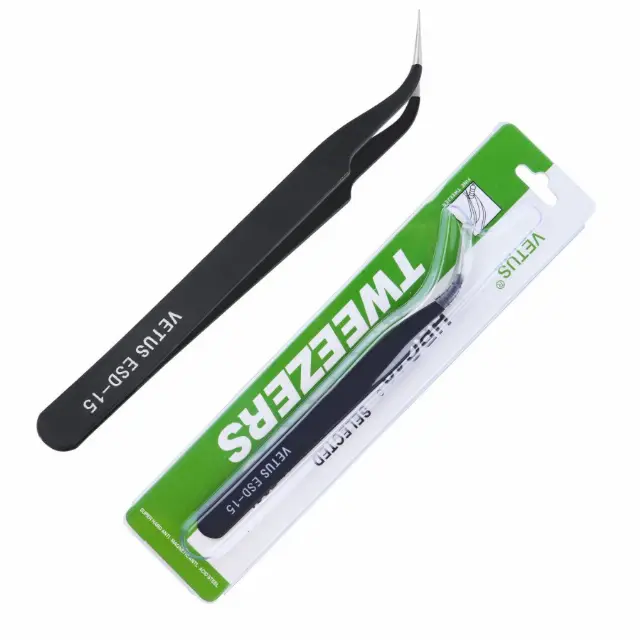 Pinset Tweezer Lancip Anti Statis Bengkok Stainless Steel