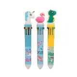 Pulpen Ballpoint Cetek 10 Warna Warni Murah Karakter Lucu Kartun — 10