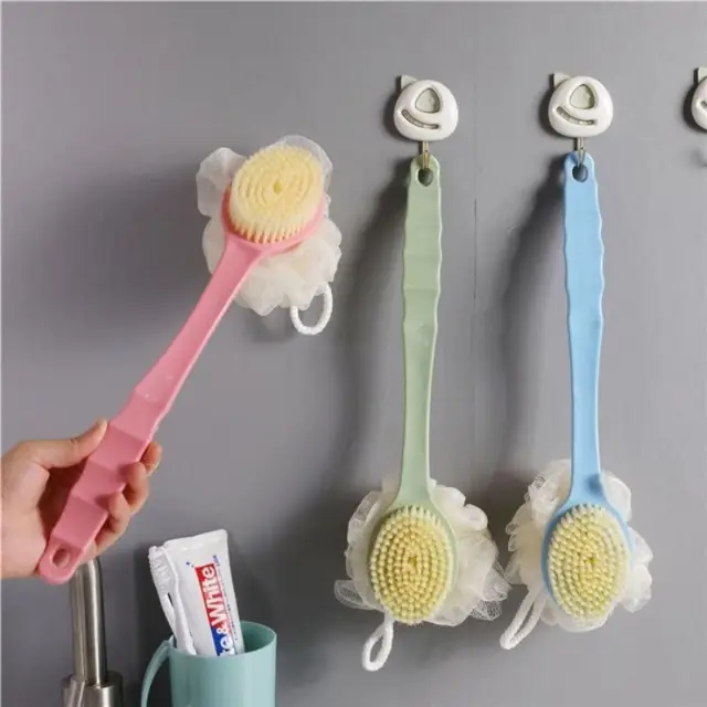 Shower Puff Dan Sikat Punggung 2in1 Pembersih Penggosok Badan 2 Sisi