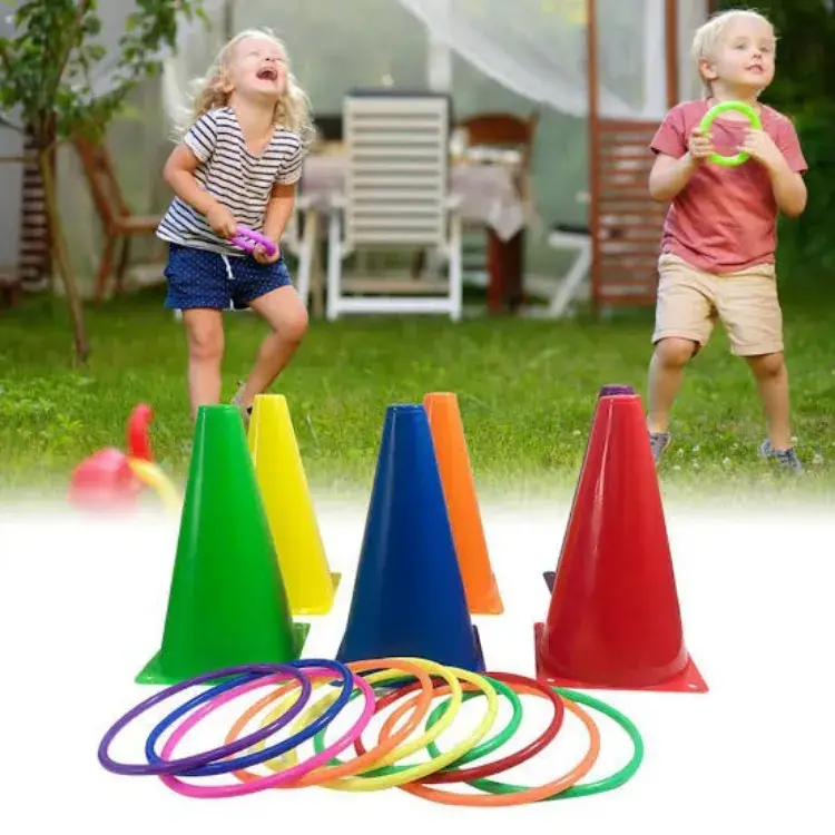 Mainan Lompat Cincin Kerucut Rintangan Olahraga Big Cone Ring Throw