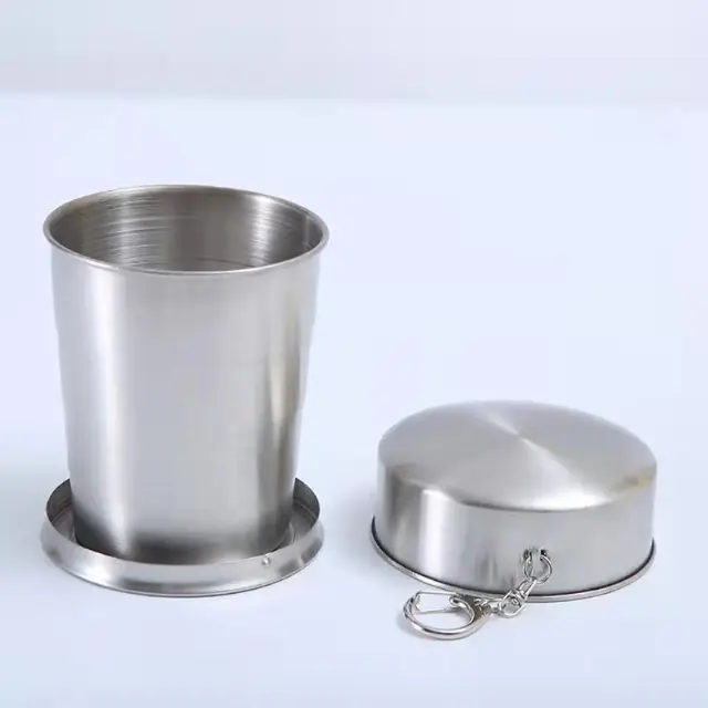 Gantungan Kunci Gelas Lipat Stainless Steel Serbaguna