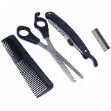 Alat Cukur Sasak Rambut Set 3 In 1 Gunting Zigzag Pisau Cukur Sisir — 2