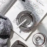 Ashtray Asbak Stainless Tempat Abu Anti Karat Bentuk Bulat — 1