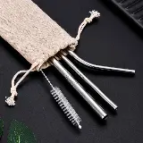 Sedotan Stainless Besi Set 5in1 Anti Karat Food Grade — 2