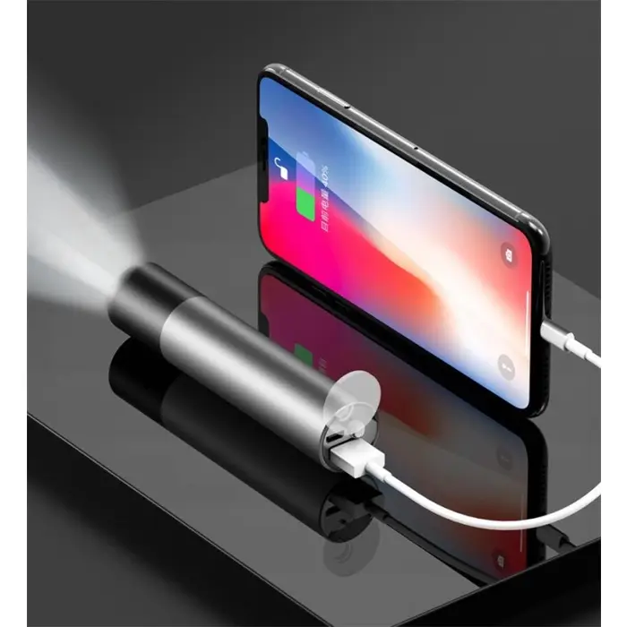 Senter LED Mini USB Rechargeable dengan Powerbank 1200mAh