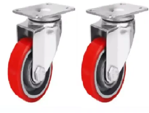 Roda Troli Etalase 4 Pcs Caster Merah Nylon PVC dengan Rem Putar