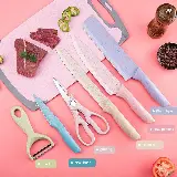 Pisau Dapur Set Warna Kitchen Knife Macaron Gunting Peeler 6in1 — 1