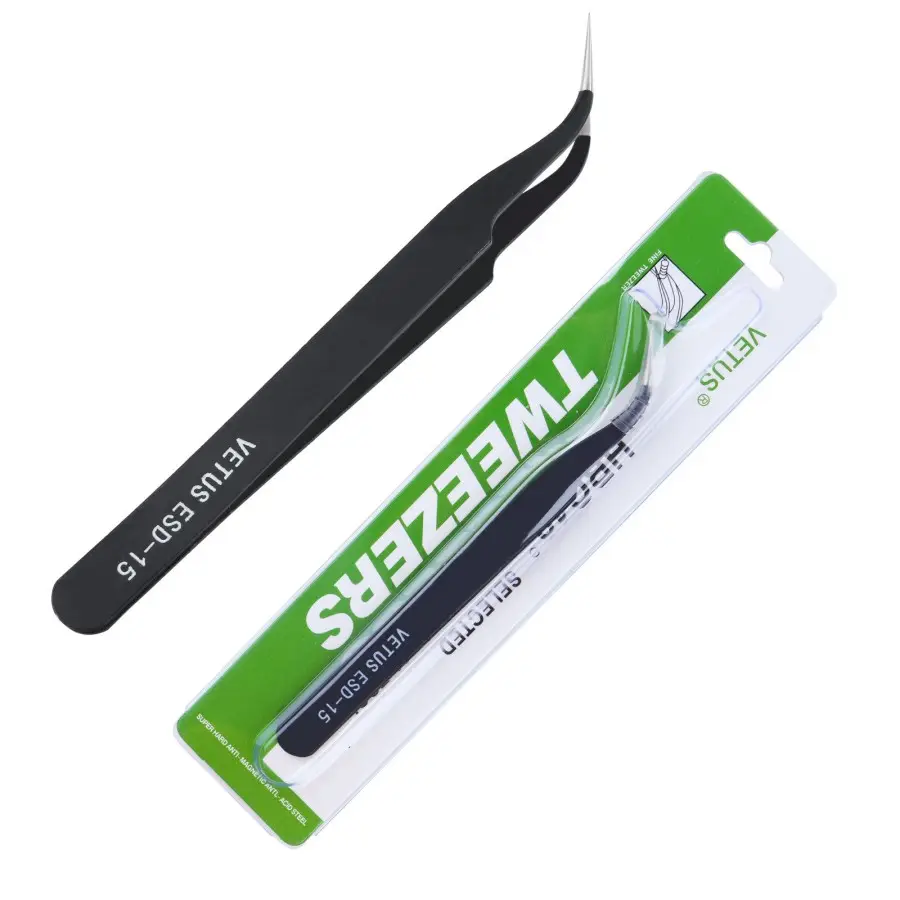 Pinset Tweezer Lancip Anti Statis Bengkok Stainless Steel