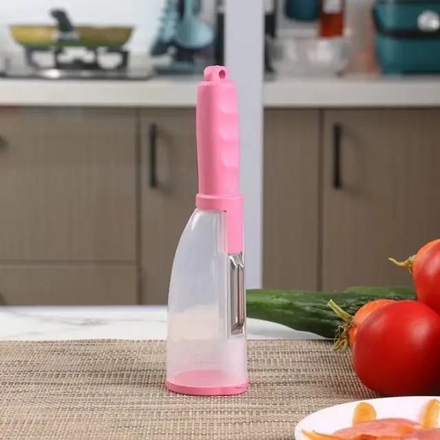Pisau Kupas Buah Sayur Desain Tabung Model Gelas Stainless Peeler
