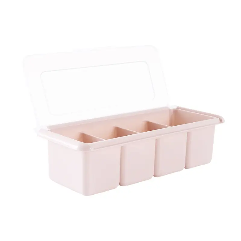 Wadah Tempat Kotak Bumbu Dapur Garam Gula Micin Minimalis 4 Sekat