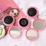 Sisir Cermin Lipat Bulat Rambut Mini Karakter 2 In 1 — 2