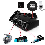 Adaptor Charger Mobil 3 Slot Cabang Car Lighter Socket USB Splitter — 2