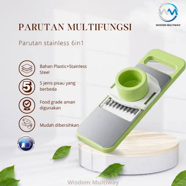 Pemotong Sayuran Manual dengan 7 Pilihan Potongan Stainless Steel