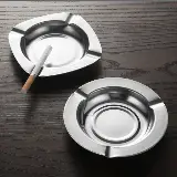 Ashtray Asbak Stainless Tempat Abu Anti Karat Bentuk Bulat — 5