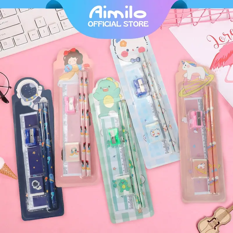 Pensil Set Anak Aimilo 5in1 Lucu untuk Tempat Pensil Sekolah