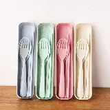Sendok Garpu Sumpit Set Korea / Alat Makan Set Bahan Jerami Gandum — 4
