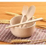 Set Mangkok Sayur Soup Wheat Straw Lengkap Sendok Garpu Sumpit — 3