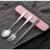 Set Makan Sendok Garpu Sumpit Stainless Steel Food Grade Model Polos — 1