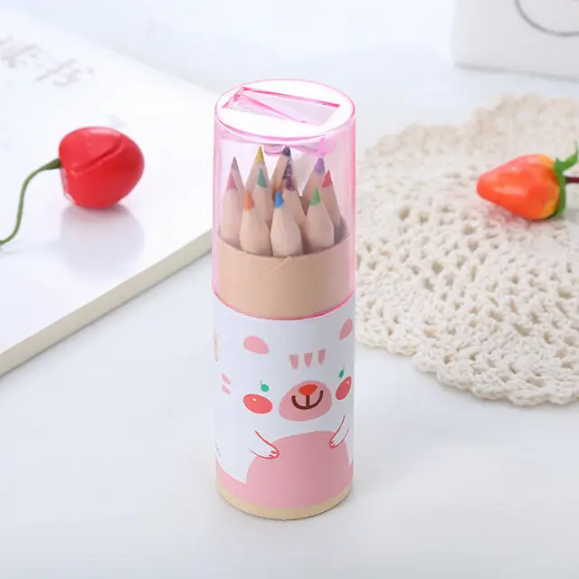 Pensil Warna Kayu Murah 12 Warna Dengan Pengserut Dan Box Karakter