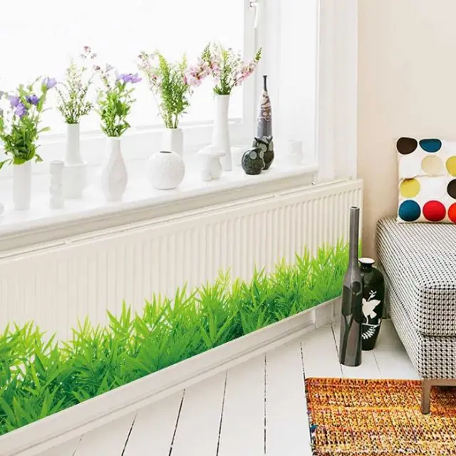 Stiker Wallpaper Dinding PVC dengan Motif Rumput Hijau Grass