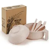 Set Mangkok Mie Wheat Straw Lengkap Tutup Cup Sendok Garpu Sumpit — 5