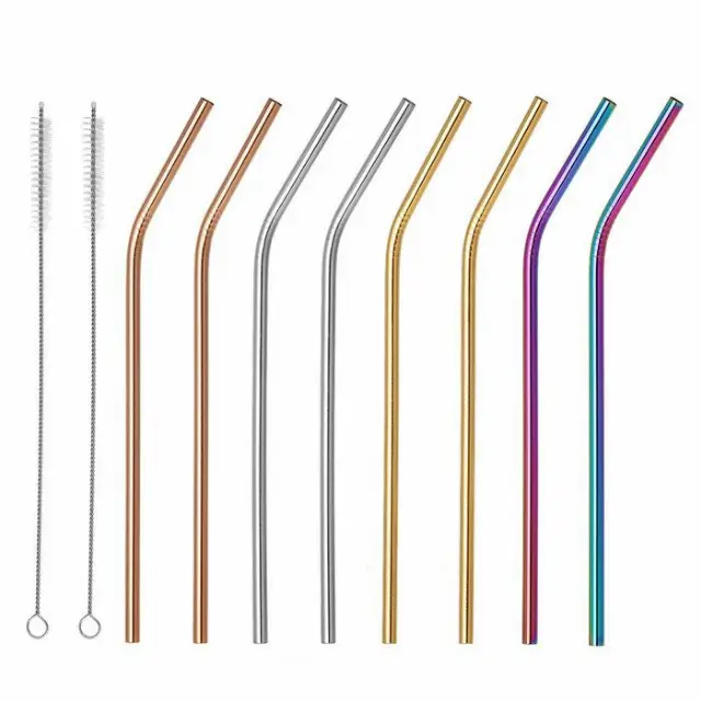 Straw Sedotan Stainless Steel Lengkung Melengkung Ramah Lingkungan