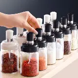 Tempat Wadah Toples Bumbu Dapur Garam Dari Kaca Dengan Sendok — 2