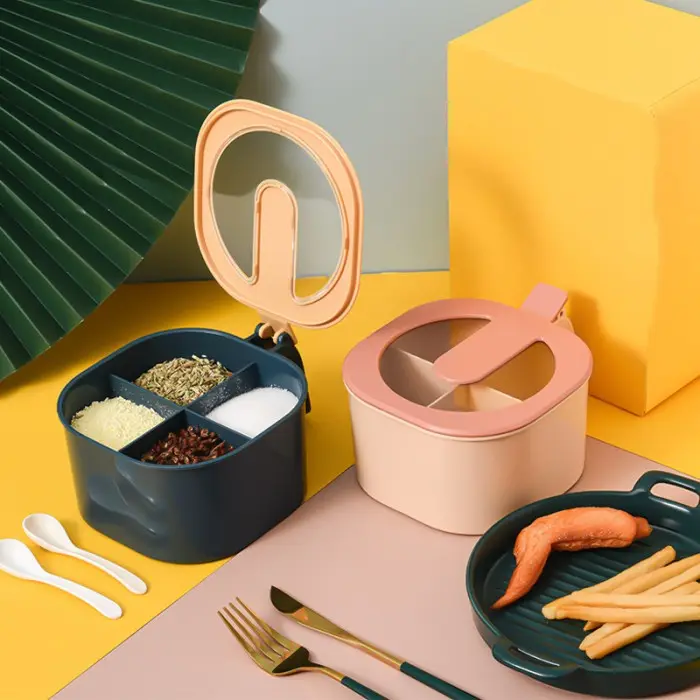 Tempat Bumbu Dapur Wadah Plastik Minimalis 4 In 1 Bonus Sendok