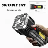 Senter Led Super Terang Jarak Jauh 4 Mode Mata Lampu Rechargeable — 3