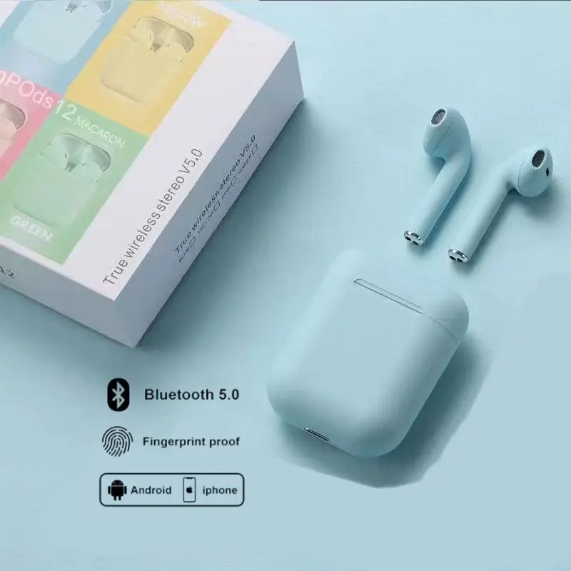 Headset bluetooth TWS 5.0 InPods i12 Earphone Wireless Macaron