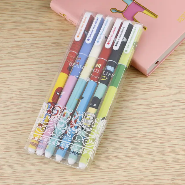Pulpen Gel Set Warna Warni 1 Set 6 Pcs Motif Korea Kartun