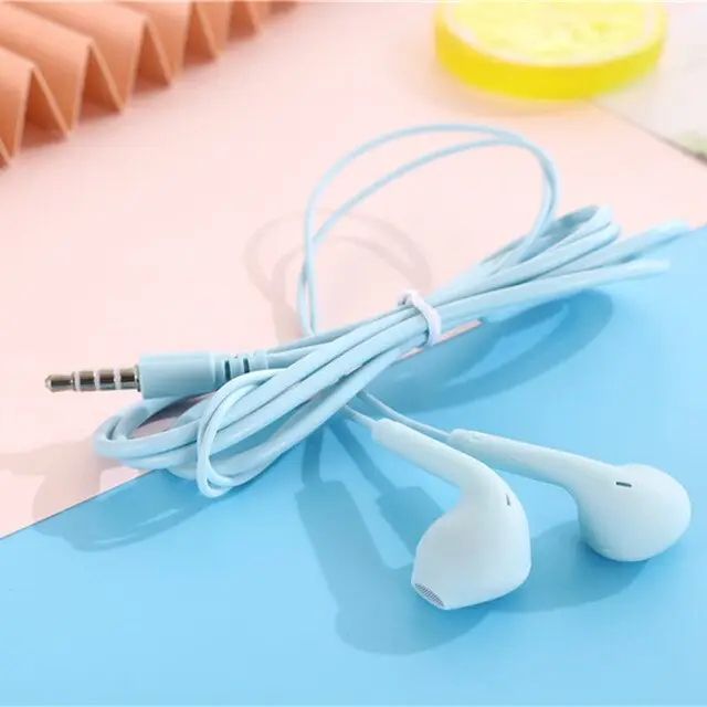 Earphone headset handsfree macaron u19 stereo kabel mate color mic
