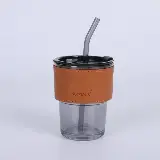 Gelas Estetik Cantik Tumbler Kaca Botol Minum Lucu 2in1 — 2