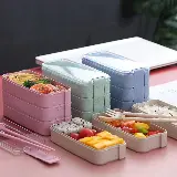Kotak Makan Set Tingkat Mika Lunch Box 3 Susun Sumpit Sendok Garpuh — 3