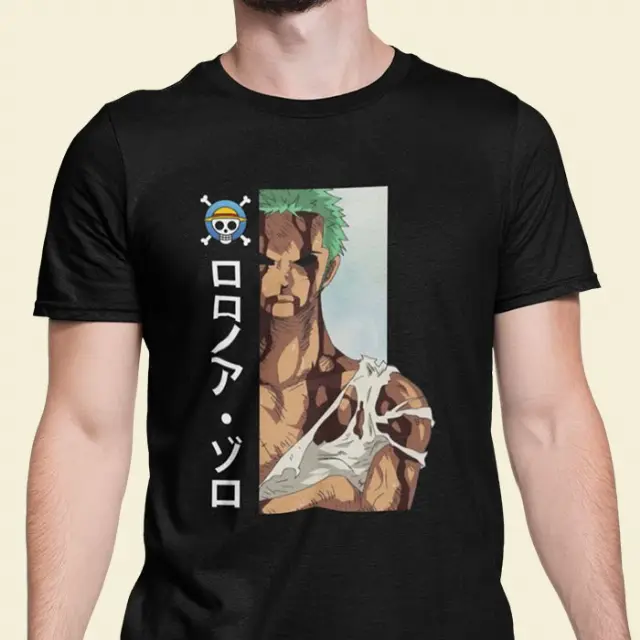 Kaos 30s Zoro Hitam Baju Anime One Piece