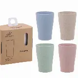 Gelas 1 Set Wheat Straw Isi 4 Anti Banting Cangkir Warna Warni — 1