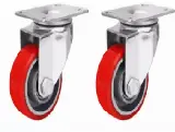 Roda Troli Etalase 4 Pcs Caster Merah Nylon PVC dengan Rem Putar — 1