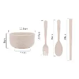 Set Mangkok Sayur Soup Wheat Straw Lengkap Sendok Garpu Sumpit — 4