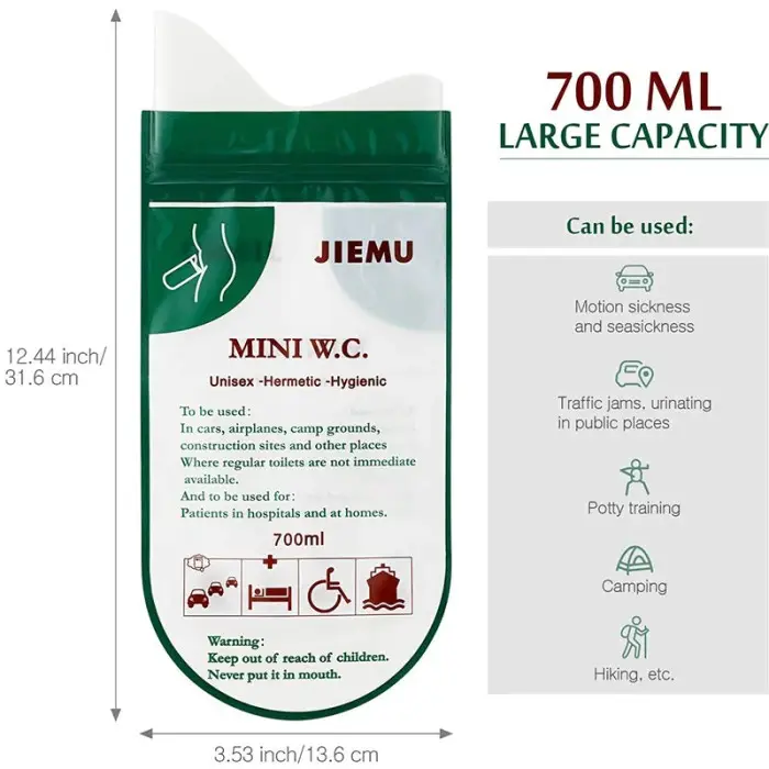 Jiemu Mini WC Kantung Pipis Pispot Portabel untuk Perjalanan
