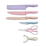 Pisau Dapur Set Warna Kitchen Knife Macaron Gunting Peeler 6in1 — 4