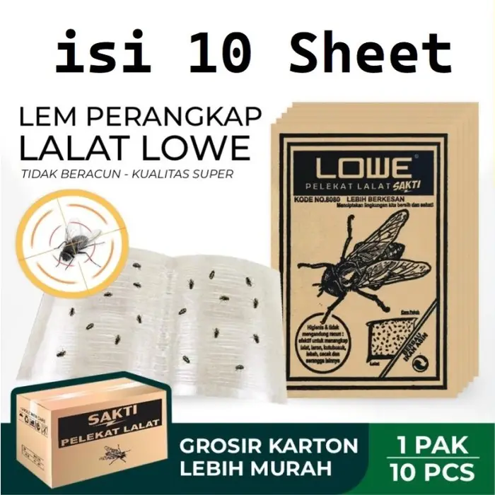 Lem Perangkap Lalat Cap Lowe Model Papan Kertas Sekali Pakai