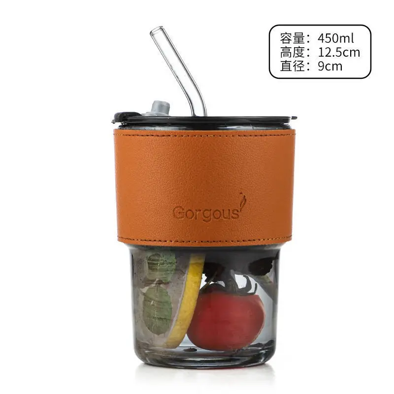 Gelas Estetik Cantik Tumbler Kaca Botol Minum Lucu 2in1
