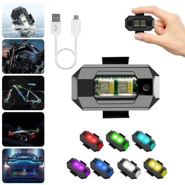 Lampu Peringatan LED Kedip Sepeda Motor Mobil USB Model Pesawat