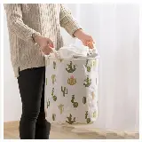 Keranjang Bulat Lipat Cucian Baju Kotor Canvas Praktis Anti Air — 3
