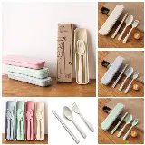 Sendok Garpu Sumpit Set Korea / Alat Makan Set Bahan Jerami Gandum — 7