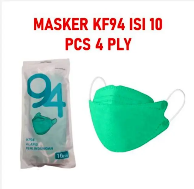 Masker Kf94 Kain Warna Warni Hitam Ungu Navy Grey Isi 10 Pcs