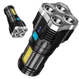 Senter Led Super Terang Jarak Jauh 4 Mode Mata Lampu Rechargeable — 1